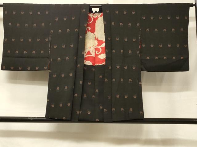 平和屋着物＃羽織　紗綾形花文　黒地　正絹　逸品　未使用　CABE5596in 平和屋着物＃羽織 紗綾形花文 黒地 正絹 逸品 未使用 CABE5596in