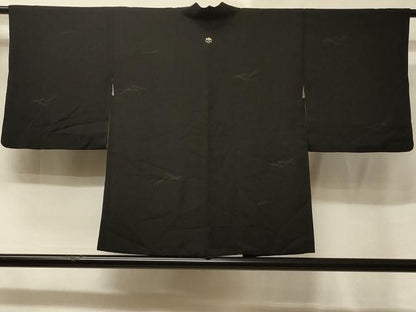 平和屋着物＃羽織　吹き寄せ文　黒地　正絹　逸品　CABE5600in