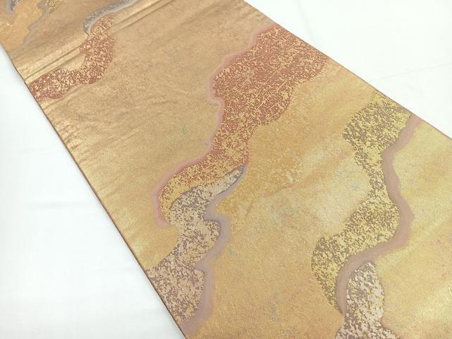 平和屋着物◎六通柄袋帯　山野忠雄作　霞文　金糸　引箔　正絹　逸品　CABE5604nb