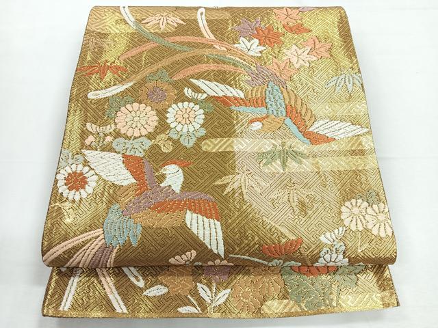 平和屋着物◎佐賀錦　六通柄袋帯　唐織　鳳凰花文　金糸　正絹　逸品　CABE5615nb