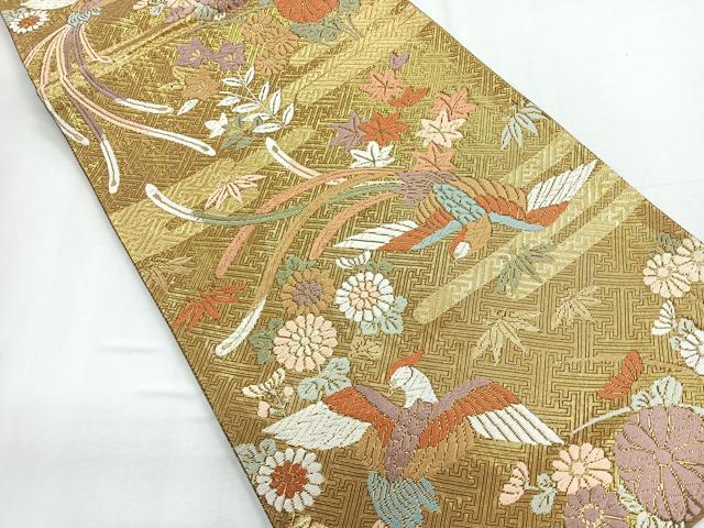 平和屋着物◎佐賀錦　六通柄袋帯　唐織　鳳凰花文　金糸　正絹　逸品　CABE5615nb