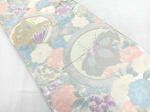 平和屋着物◎六通柄袋帯　唐織　草花文　金銀糸　正絹　逸品　CABE5635nb