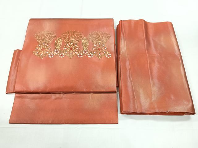 平和屋着物◎つけ帯 駒刺繍 舞花文 金糸 正絹 逸品 CABE5645nb