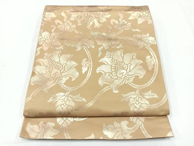 平和屋着物◎六通柄袋帯 花唐草文 正絹 逸品 CABE5654nb