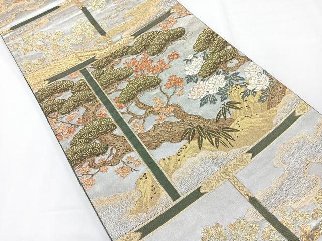 平和屋着物◎六通柄袋帯　二条城障壁画　金銀糸　正絹　逸品　CABE5685nb