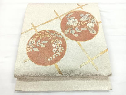 平和屋着物◎太鼓柄袋帯　花丸文　金彩　正絹　逸品　CABE5704nb