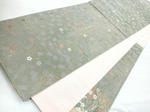 平和屋着物◎六通柄袋帯　慶花彩雅文様　正絹　逸品　CABE5719nb
