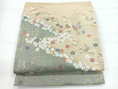 平和屋着物◎六通柄袋帯　慶花彩雅文様　正絹　逸品　CABE5719nb