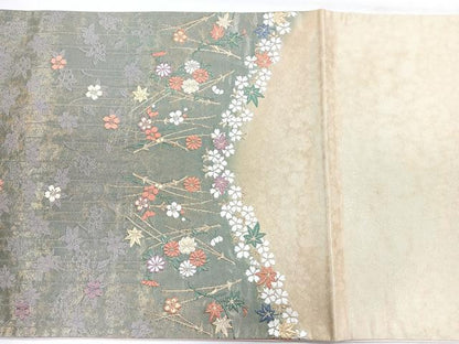 平和屋着物◎六通柄袋帯　慶花彩雅文様　正絹　逸品　CABE5719nb