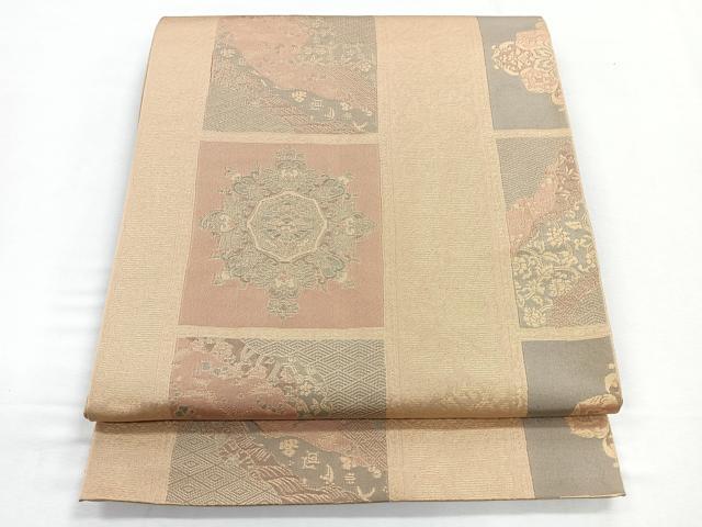 平和屋着物◎六通柄袋帯 正倉院花文 正絹 逸品 CABE5741nb