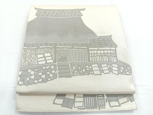 平和屋着物◎六通柄袋帯 風景文 正絹 逸品 CABE5743nb