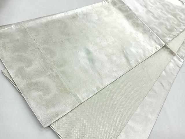 平和屋着物◎佐賀錦　六通柄袋帯　市松文　銀糸　正絹　逸品　CABE5745nb