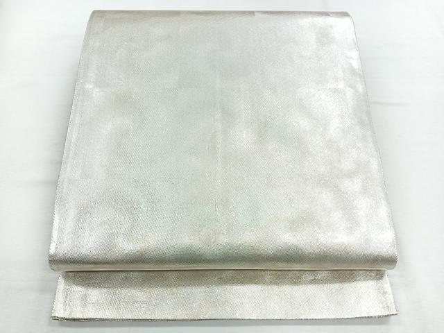 平和屋着物◎佐賀錦　六通柄袋帯　市松文　銀糸　正絹　逸品　CABE5745nb