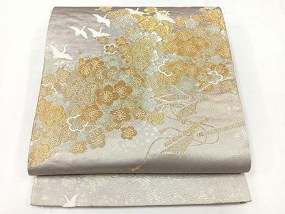 平和屋着物◎六通柄袋帯 花鳥文 金銀糸 正絹 逸品 CABE5780nb