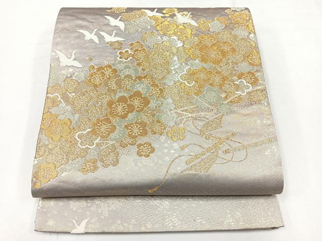 平和屋着物◎六通柄袋帯 花鳥文 金銀糸 正絹 逸品 CABE5780nb