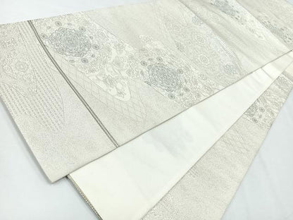 平和屋着物◎六通柄袋帯 九百錦織 正倉院花文 プラチナ二重箔 正絹 逸品 CABE5800nb