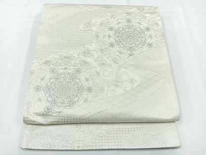 平和屋着物◎六通柄袋帯 九百錦織 正倉院花文 プラチナ二重箔 正絹 逸品 CABE5800nb