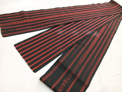 平和屋着物◎本場筑前博多織 両面 半幅帯 献上 正絹 逸品 CABE5816nb
