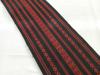 平和屋着物◎本場筑前博多織 両面 半幅帯 献上 正絹 逸品 CABE5816nb