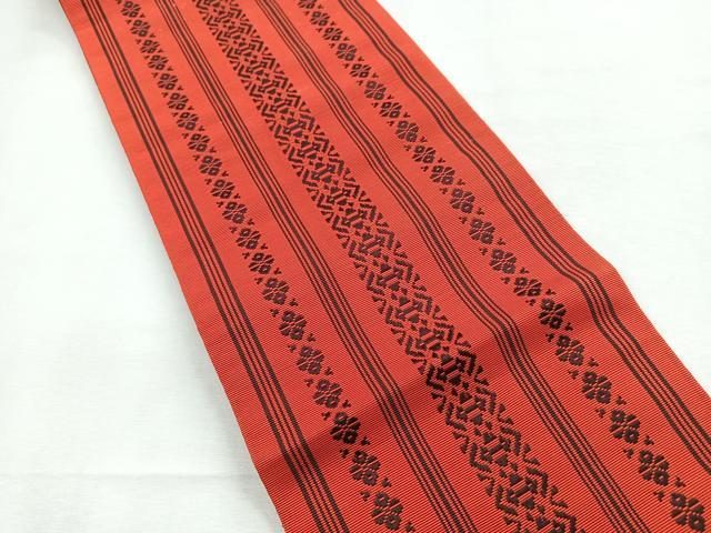 平和屋着物◎本場筑前博多織 両面 半幅帯 間道 証紙付き 正絹 逸品 未使用 CABE5819nb