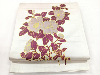 平和屋着物◎太鼓柄袋帯　彩鳳　草花文　引箔　正絹　逸品　CABE5857nb