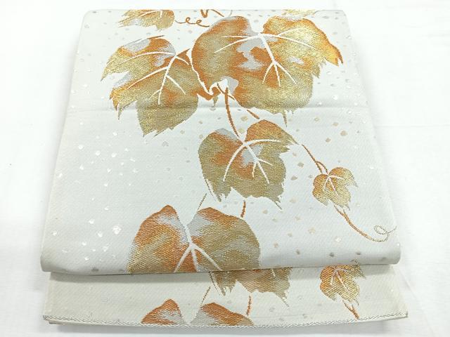 平和屋着物◎六通柄袋帯　蔦の葉文　金銀糸　正絹　逸品　CABE5873nb