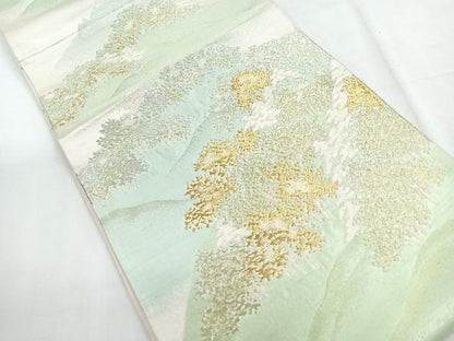 平和屋着物◎六通柄袋帯　遠山文　金銀糸　正絹　逸品　CABE5884nb