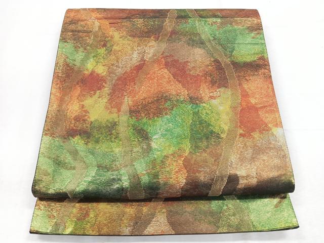 平和屋着物◎六通柄袋帯　霞文　引箔　正絹　逸品　CABE5889nb