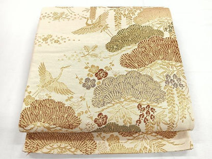 平和屋着物◎六通柄袋帯 花鳥文 金糸 正絹 逸品 CABE5894nb