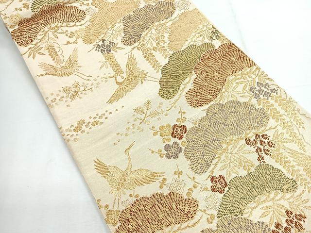 平和屋着物◎六通柄袋帯 花鳥文 金糸 正絹 逸品 CABE5894nb
