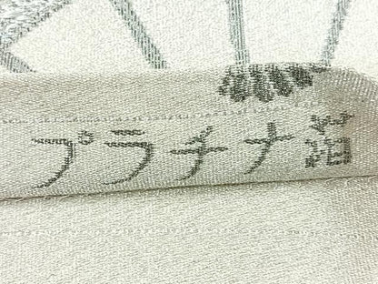 平和屋着物◎太鼓柄袋帯 綴れ 扇面風景文 プラチナ箔 正絹 逸品 CABE5901nb