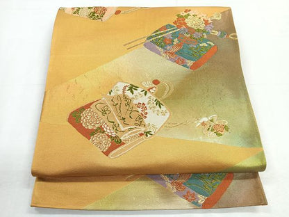 平和屋着物◎六通柄袋帯 器物花文 金糸 正絹 逸品 CABE5905nb