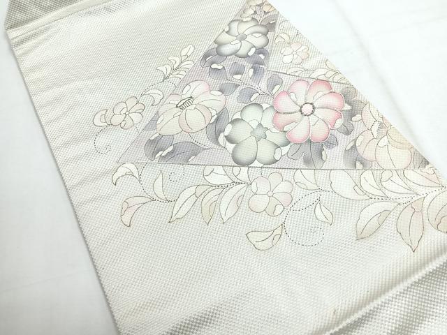 平和屋着物◎九寸名古屋帯 駒刺繍 辻が花 銀糸 正絹 逸品 CABE5908nb