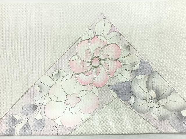 平和屋着物◎九寸名古屋帯 駒刺繍 辻が花 銀糸 正絹 逸品 CABE5908nb