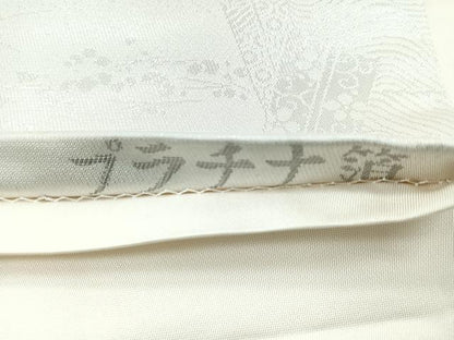平和屋着物◎六通柄袋帯　扇面取り三十六歌仙図　プラチナ箔　正絹　逸品　CABE5913nb