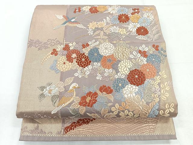 平和屋着物◎六通柄袋帯　唐織　花取り文　金糸　正絹　逸品　CABE5915nb