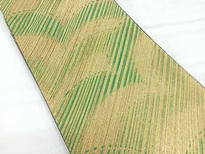 平和屋着物◎六通柄袋帯　斜線文　金糸　正絹　逸品　CABE5945nb