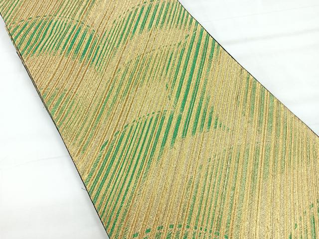 平和屋着物◎六通柄袋帯　斜線文　金糸　正絹　逸品　CABE5945nb