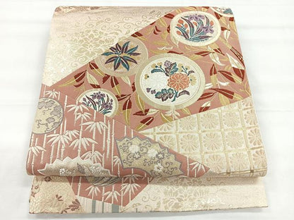 平和屋着物◎西陣　六通柄袋帯　能衣裂珠玉文　金糸　正絹　逸品　CABE5946nb
