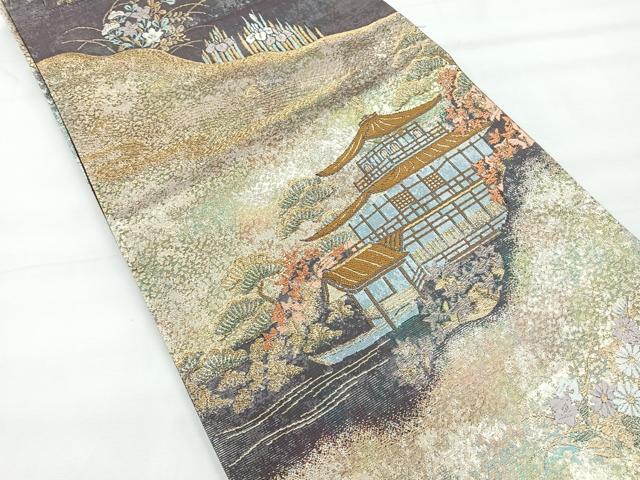 平和屋着物◎六通柄袋帯　衣笠鹿苑寺　金糸　正絹　逸品　CABE5947nb