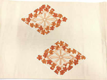 平和屋着物◎太鼓柄袋帯　総刺繍　源氏車吉祥文　正絹　逸品　CABE5950nb