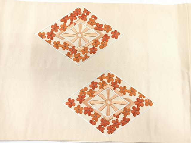 平和屋着物◎太鼓柄袋帯　総刺繍　源氏車吉祥文　正絹　逸品　CABE5950nb