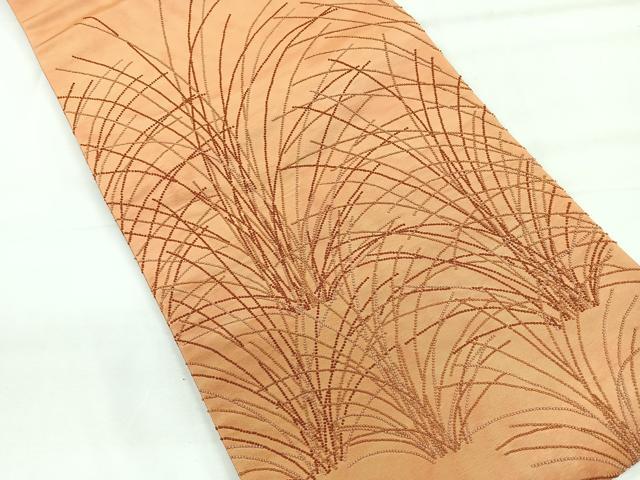 平和屋着物◎中国三大刺繍 相良刺繍 太鼓柄袋帯 芝草文 正絹 逸品 CABE5956nb