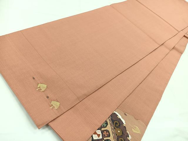 平和屋着物◎太鼓柄袋帯 すくい織 絵皿花文 正絹 逸品 CABE5959nb