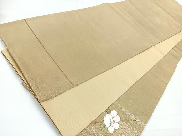 平和屋着物◎太鼓柄袋帯 刺繍 枝椿 金糸 正絹 逸品 CABE5964nb