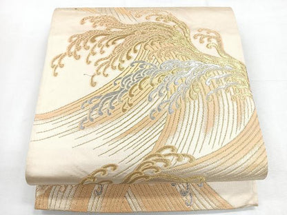 平和屋着物◎六通柄袋帯 立波文 金銀糸 正絹 逸品 CABE5978nb