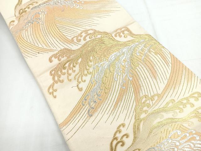 平和屋着物◎六通柄袋帯 立波文 金銀糸 正絹 逸品 CABE5978nb