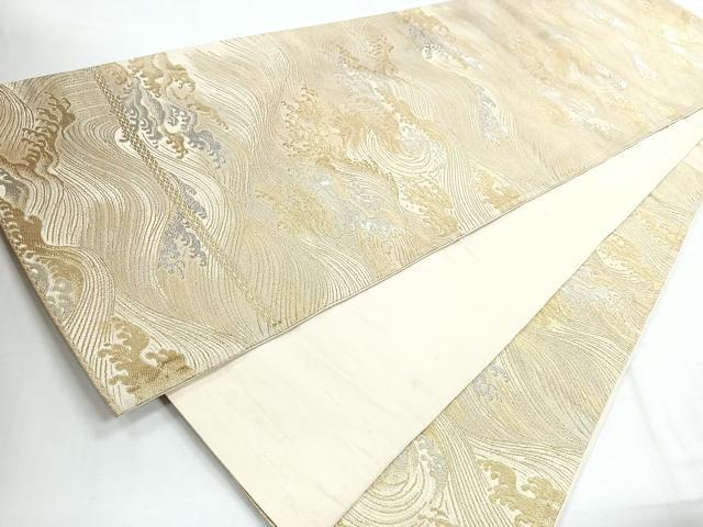 平和屋着物◎六通柄袋帯 立波文 金銀糸 正絹 逸品 CABE5980nb