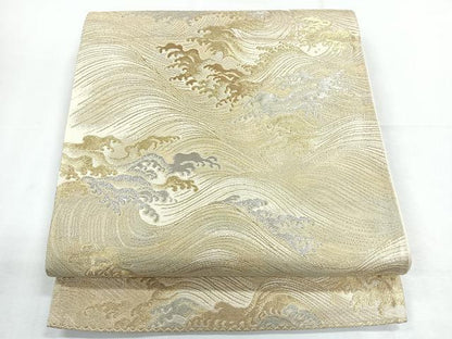 平和屋着物◎六通柄袋帯 立波文 金銀糸 正絹 逸品 CABE5980nb