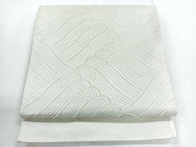 平和屋着物◎西陣 つちもと謹製 六通柄袋帯 立波文 銀糸 証紙付き 正絹 逸品 CABE5985nb